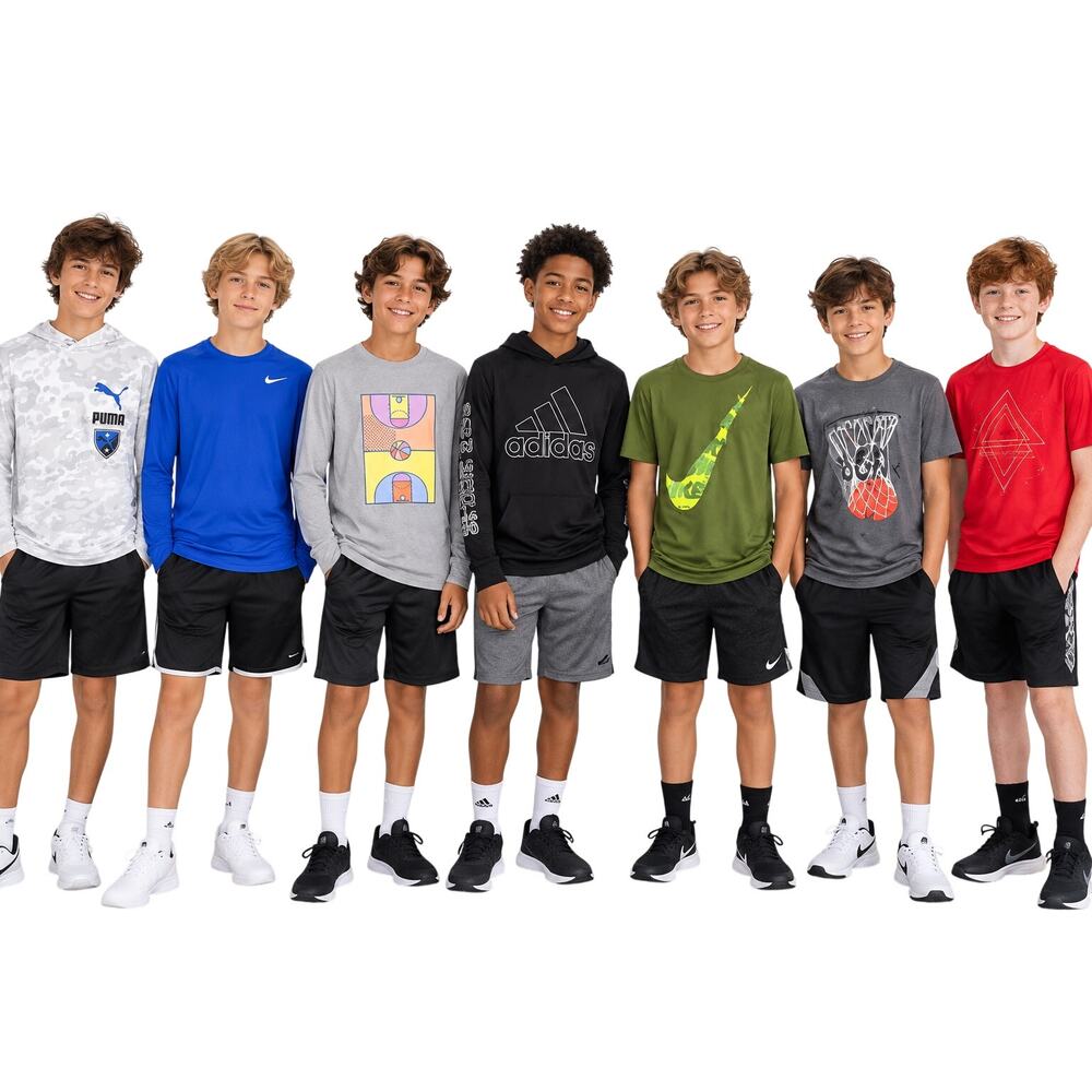 Puma Nike Adidas Cat & Jack All in Motion Boys Shirts Lot Size 14/16